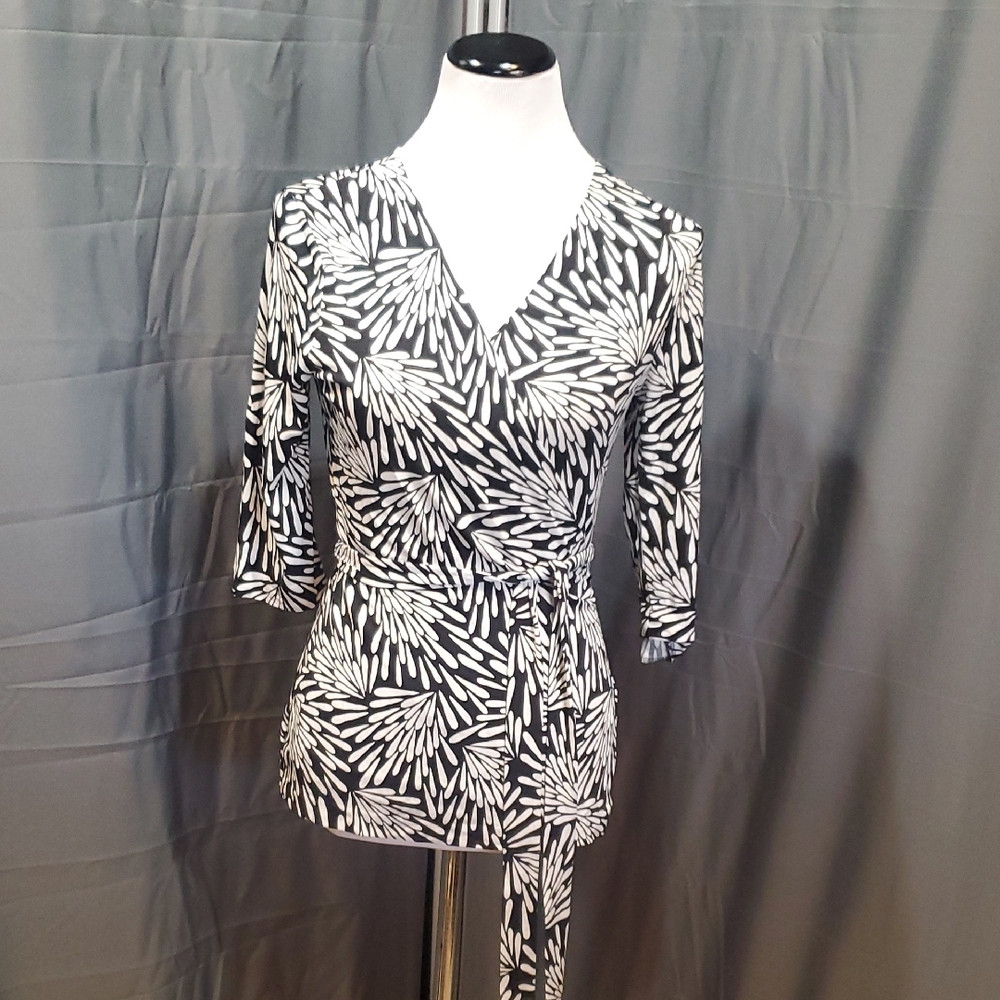 Black and White Wrap Top